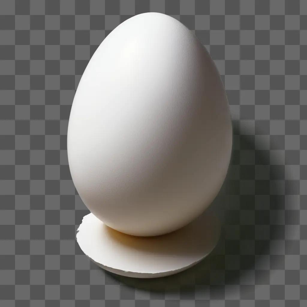 Realistic drawing of a white egg on a white plate