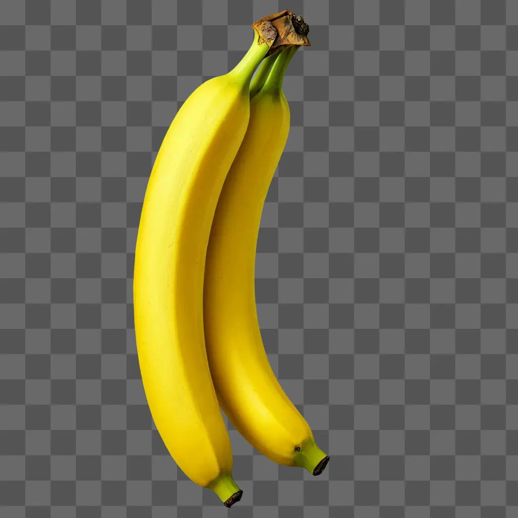 Realistic drawing of bananas in yellow background