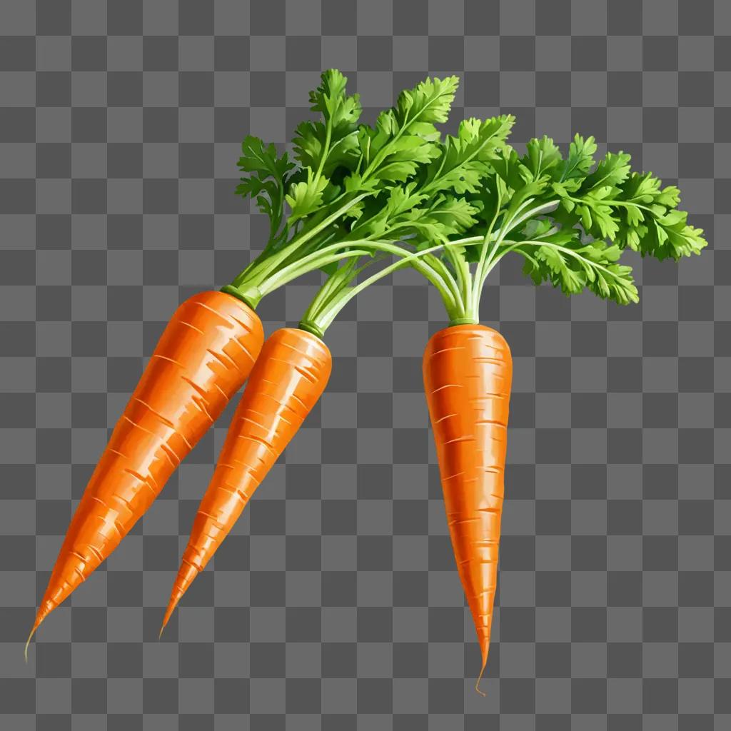 Realistic drawing of two carrots on a table