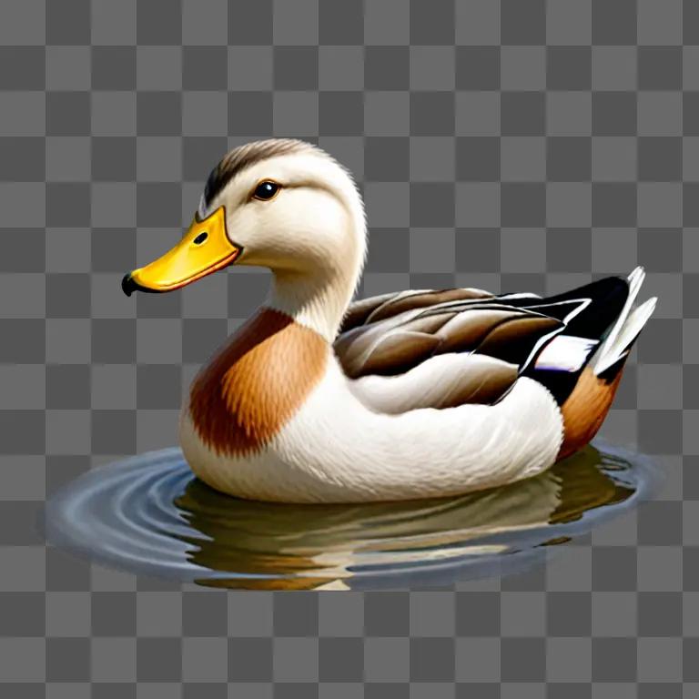 Realistic duck drawing floating on water