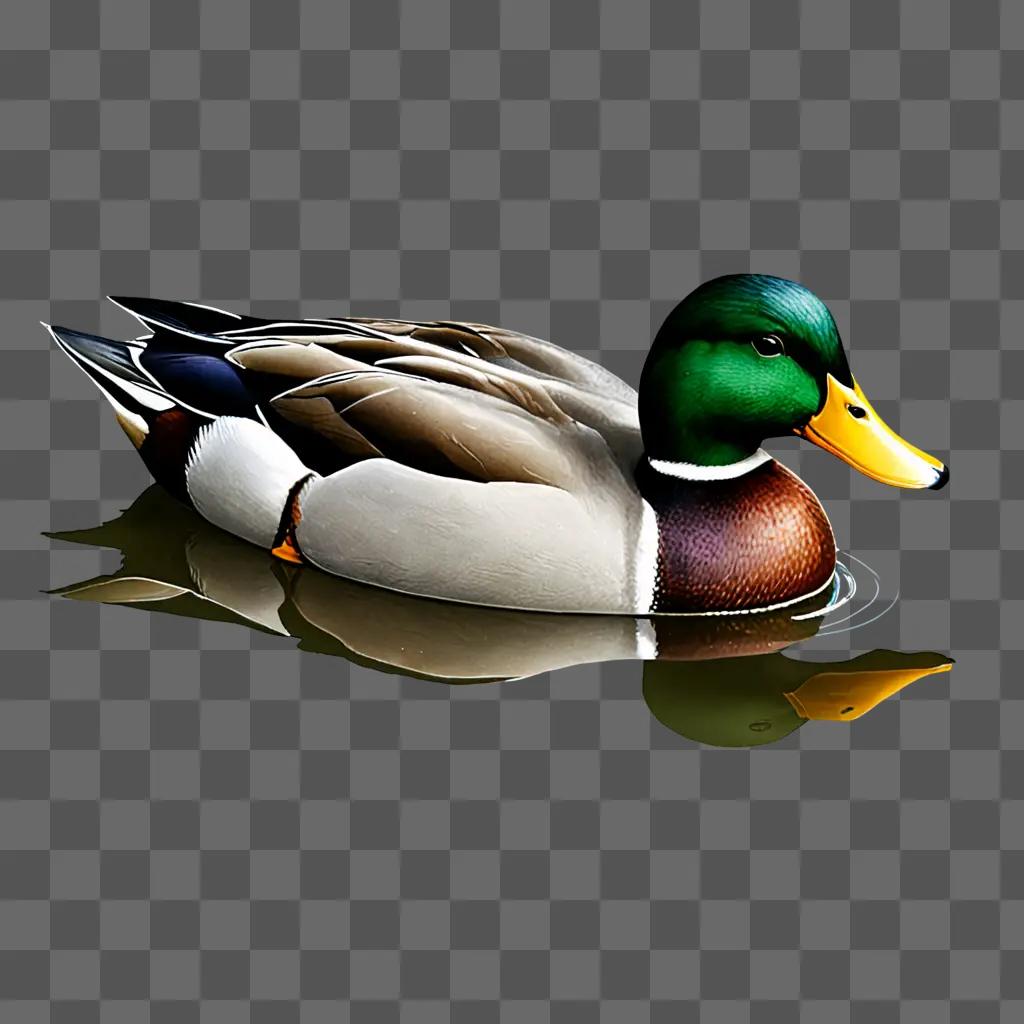 Realistic duck drawing of a duck in water