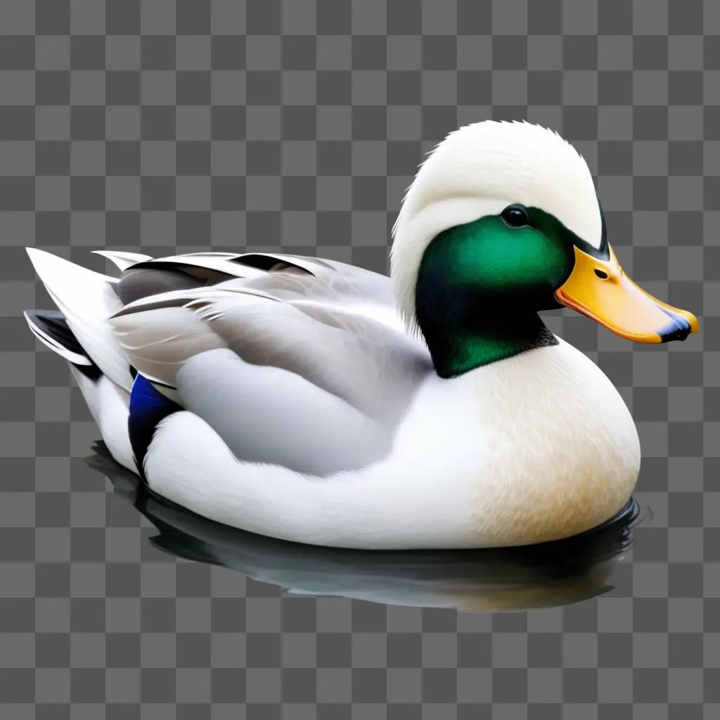 Realistic duck drawing with a green head and yellow beak