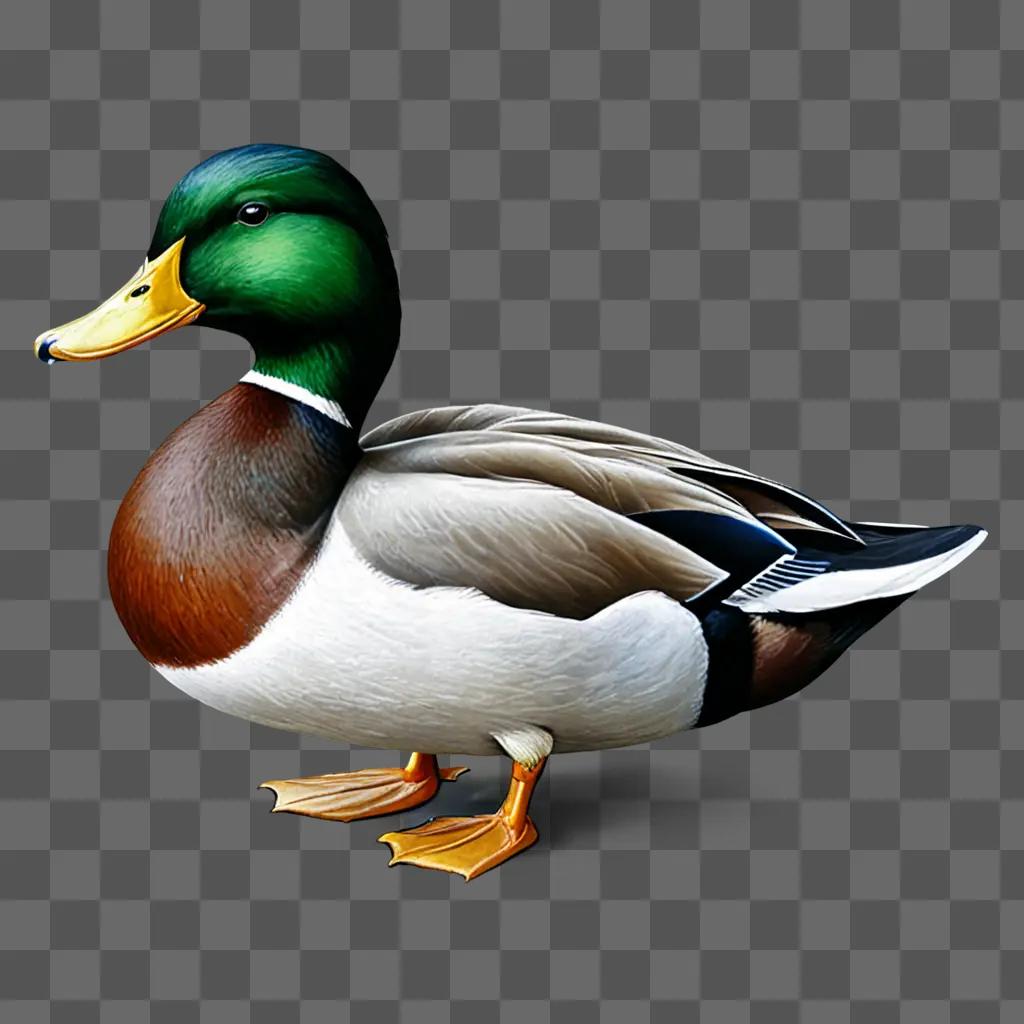 Realistic duck drawing with a green head