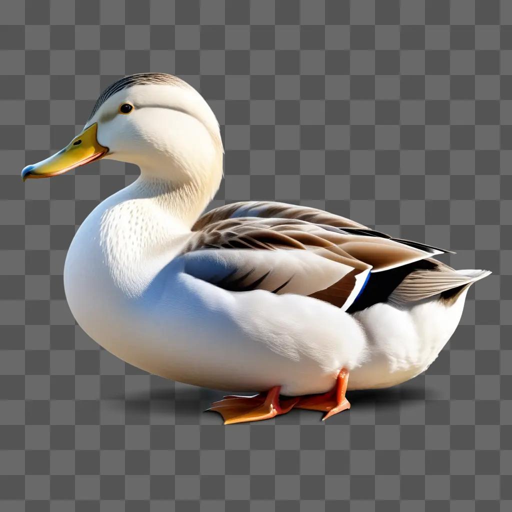 Realistic duck drawing with yellow beak and orange legs