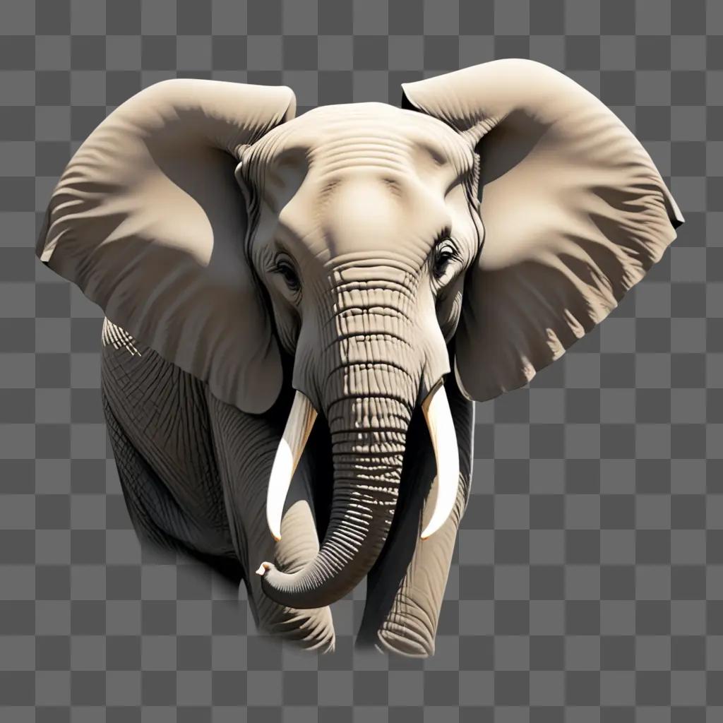 Realistic elephant drawing against a plain background