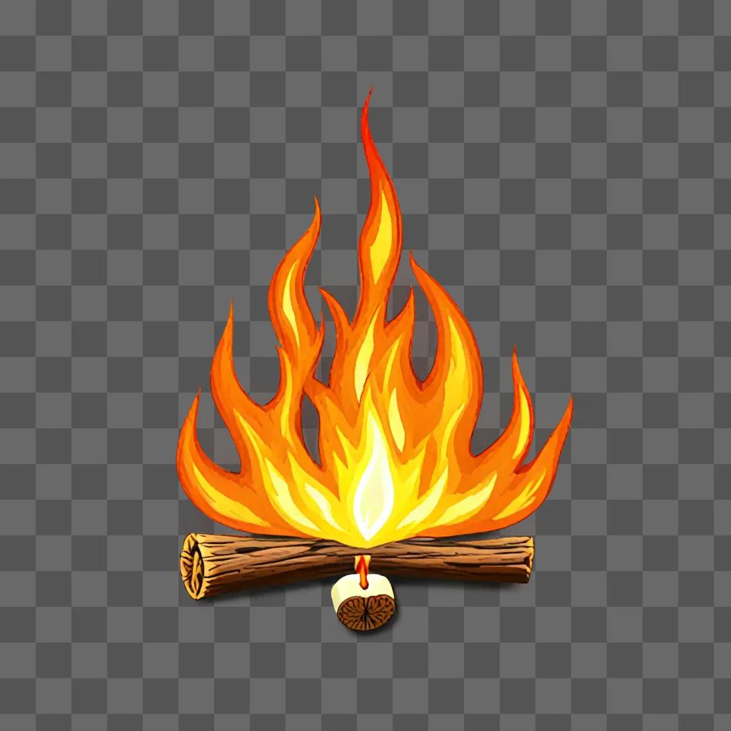 Realistic fire drawing of a campfire