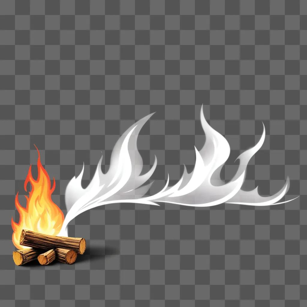 Realistic fire drawing of logs and flames