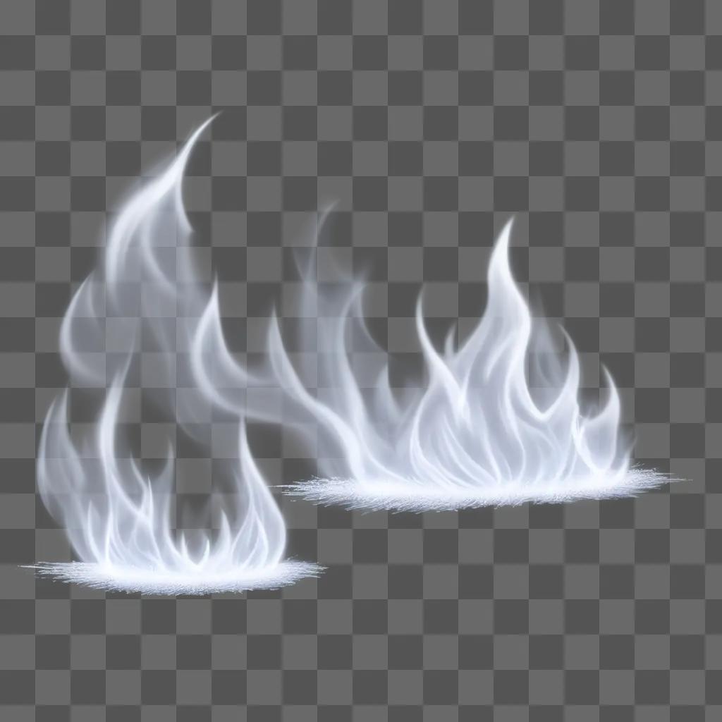 Realistic fire drawing on a light blue background