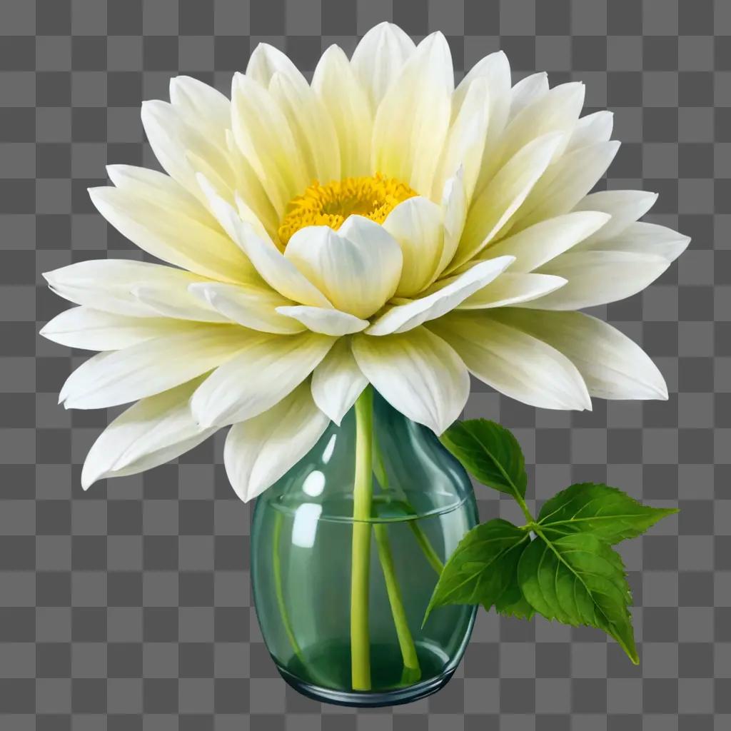 Realistic flower drawing of a white flower in a vase