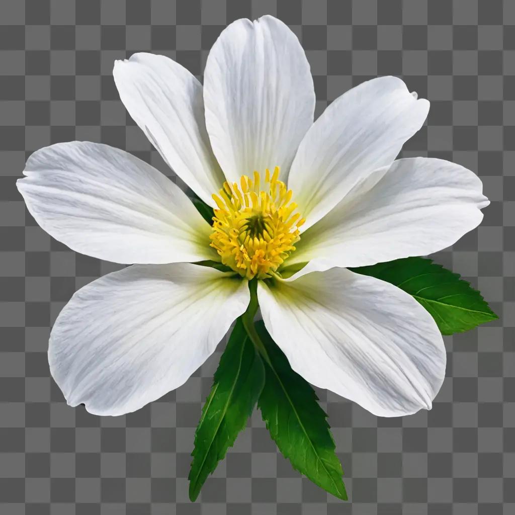 Realistic flower drawing of a white flower with yellow center