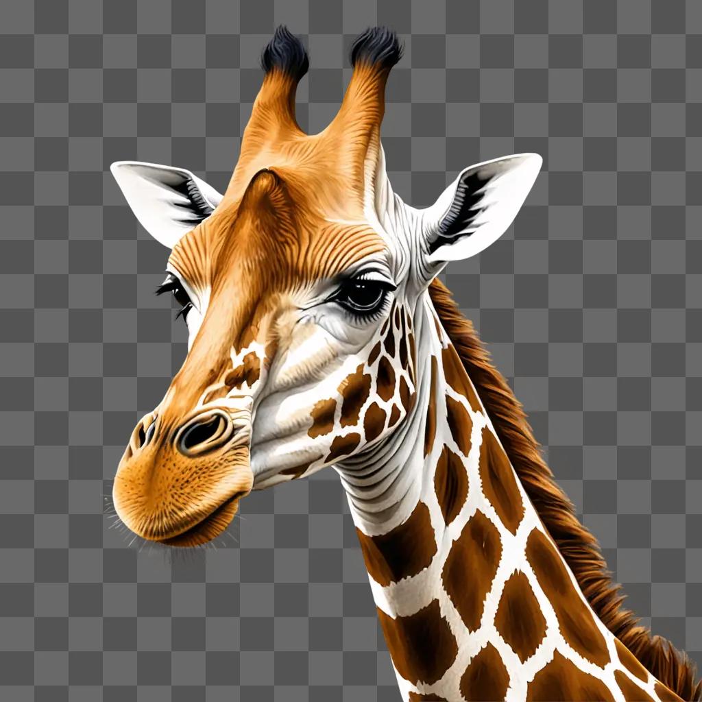 Realistic giraffe drawing with black and white