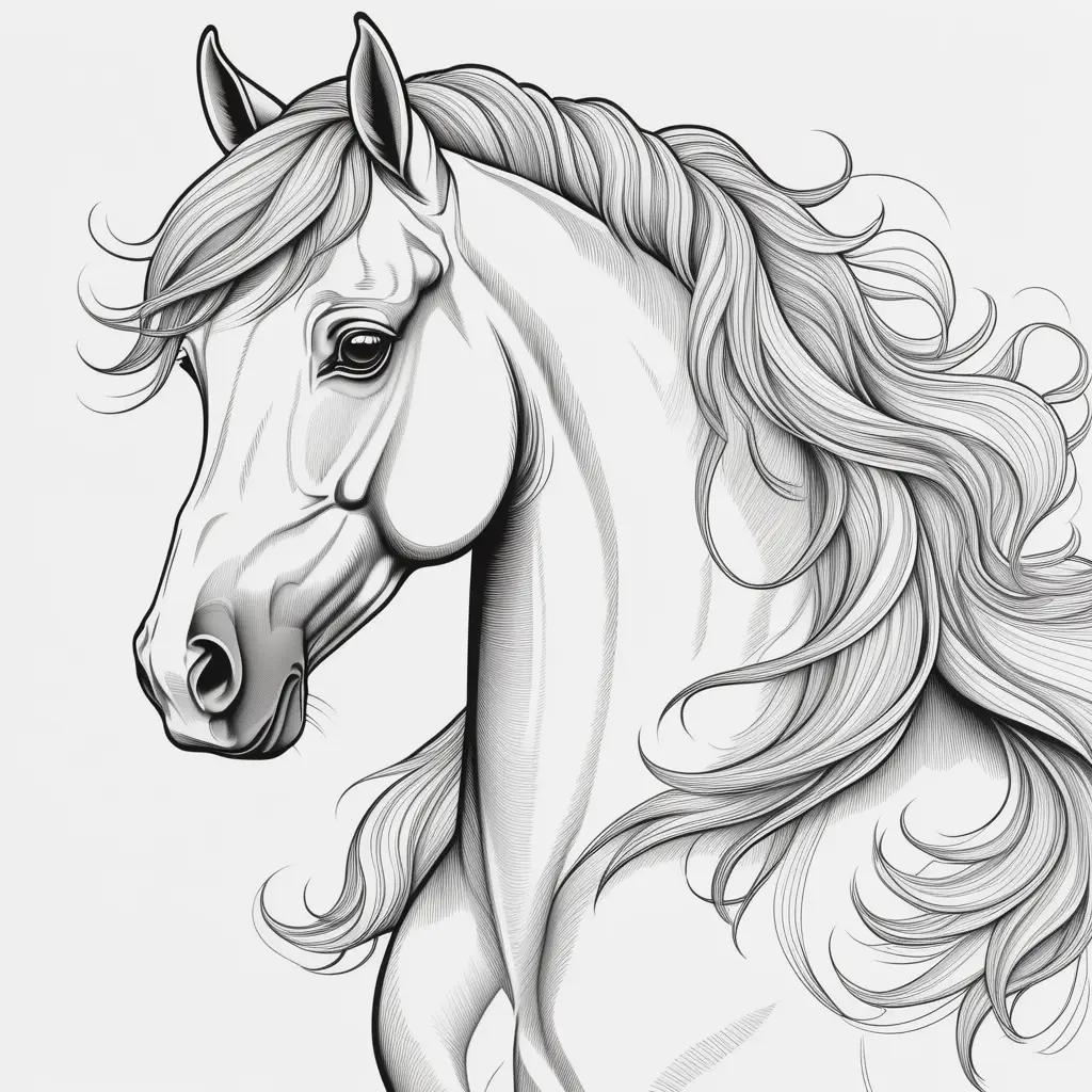 Realistic horse coloring pages for kids to color and print