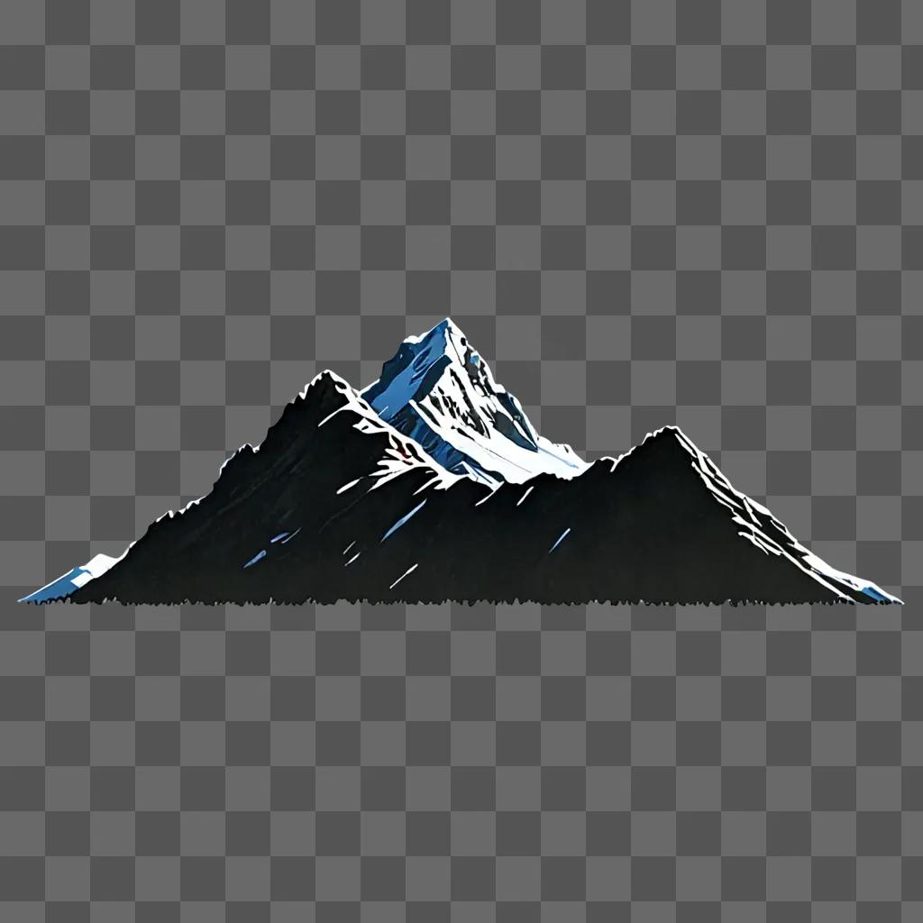 Realistic mountain drawing with blue glow