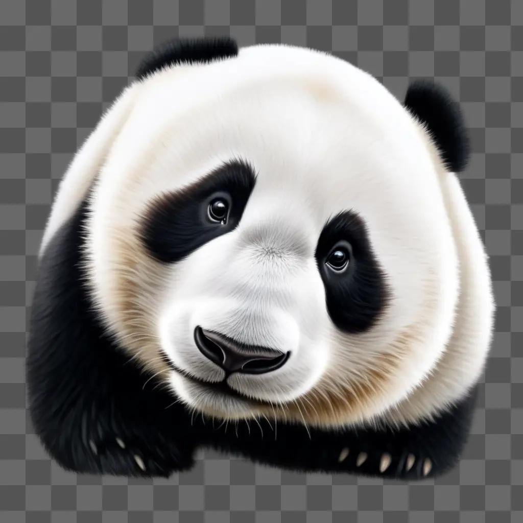 Realistic panda drawing with black and white color