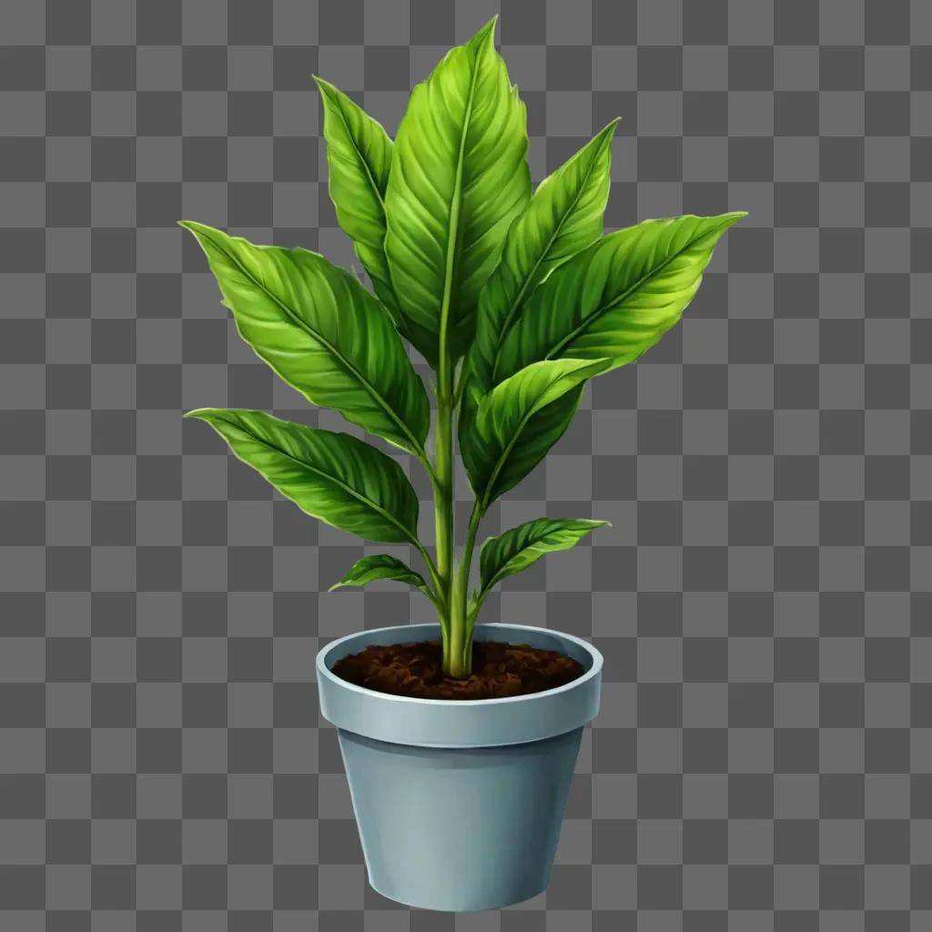 Realistic plant drawing in a white pot