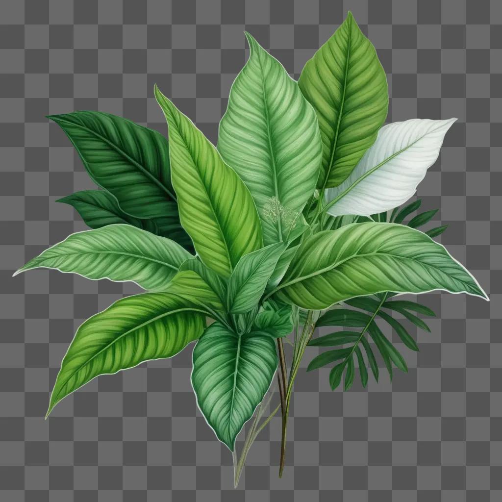 Realistic plant drawing on a green background