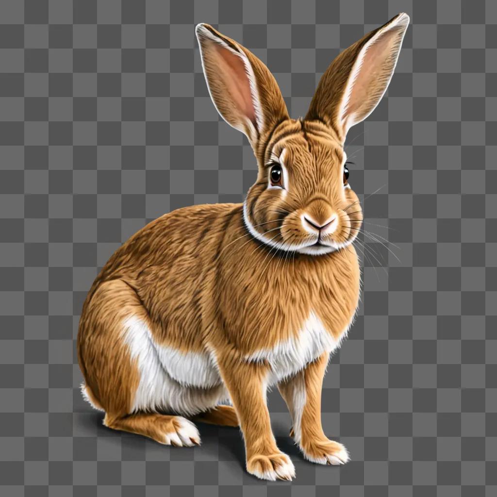 Realistic rabbit drawing in a brown background