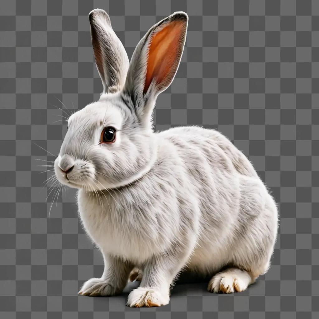 Realistic rabbit drawing of a white rabbit with brown ears