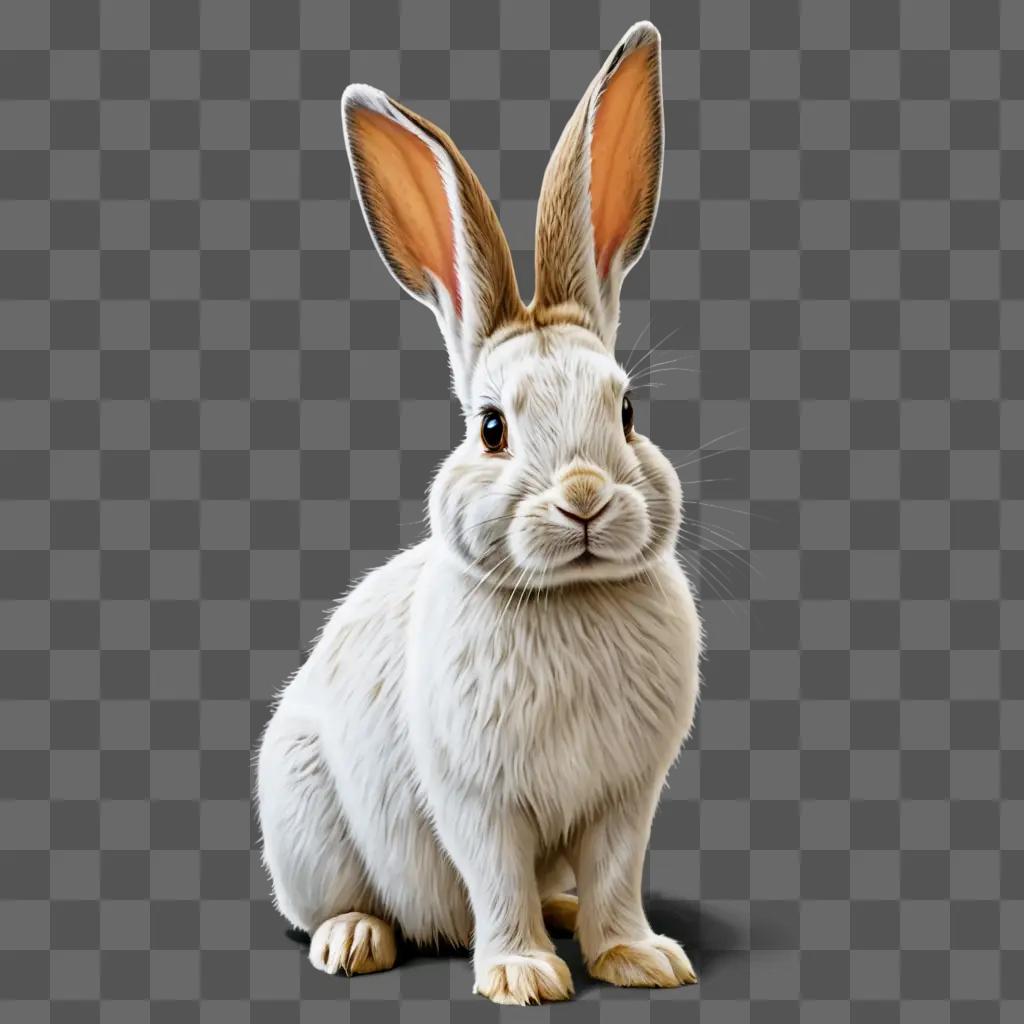 Realistic rabbit drawing on a beige background