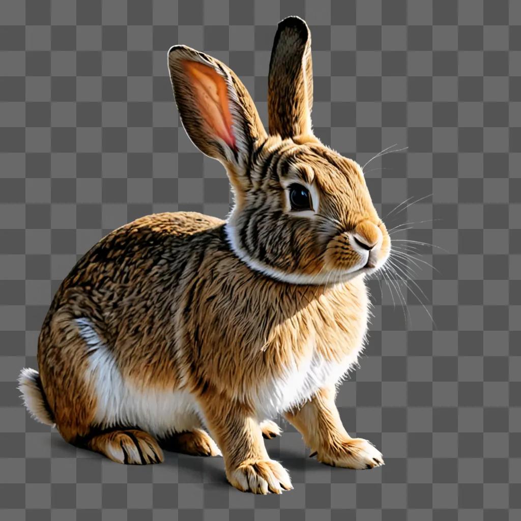 Realistic rabbit drawing on a brown background