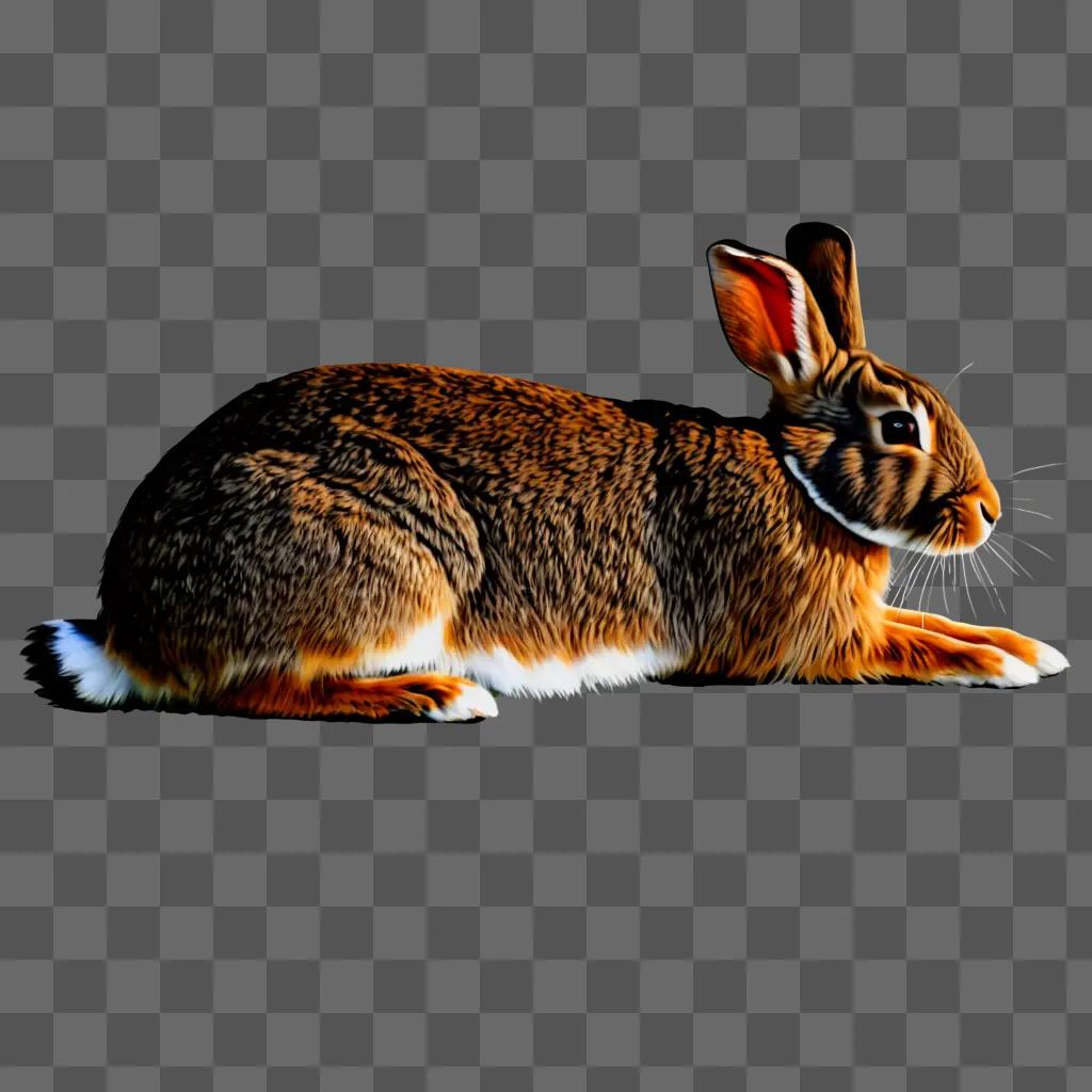 Realistic rabbit drawing on a brown background