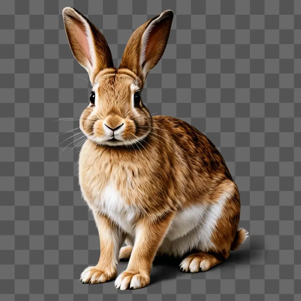 Realistic rabbit drawing with brown and white coloring