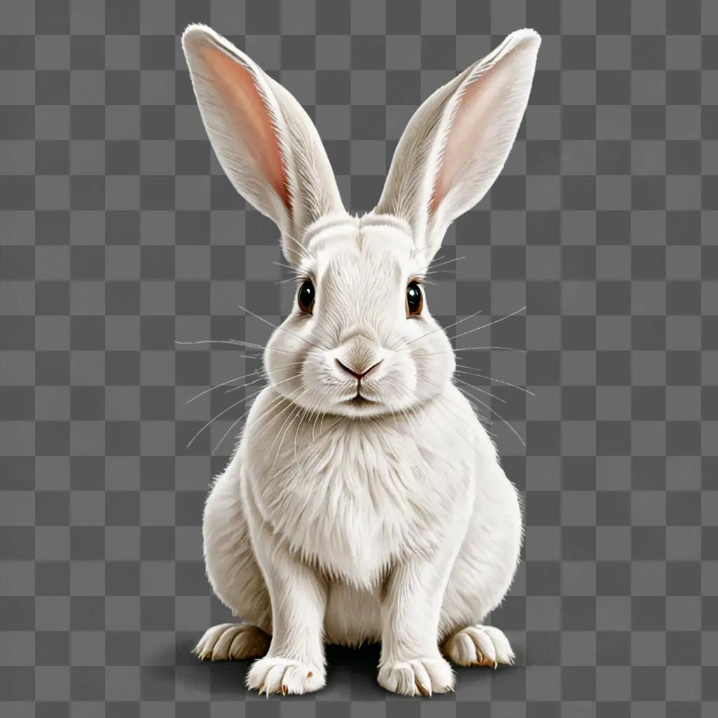 Realistic rabbit drawing with white fur and large ears