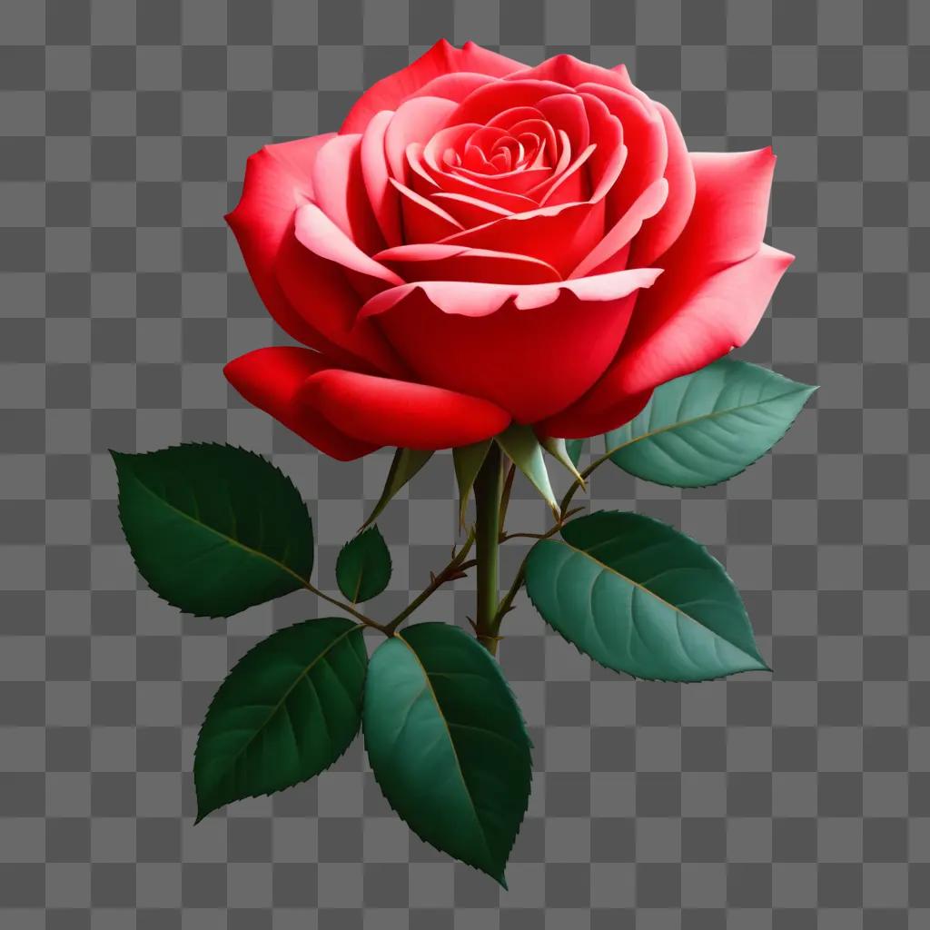 Realistic rose drawing with a dark red background