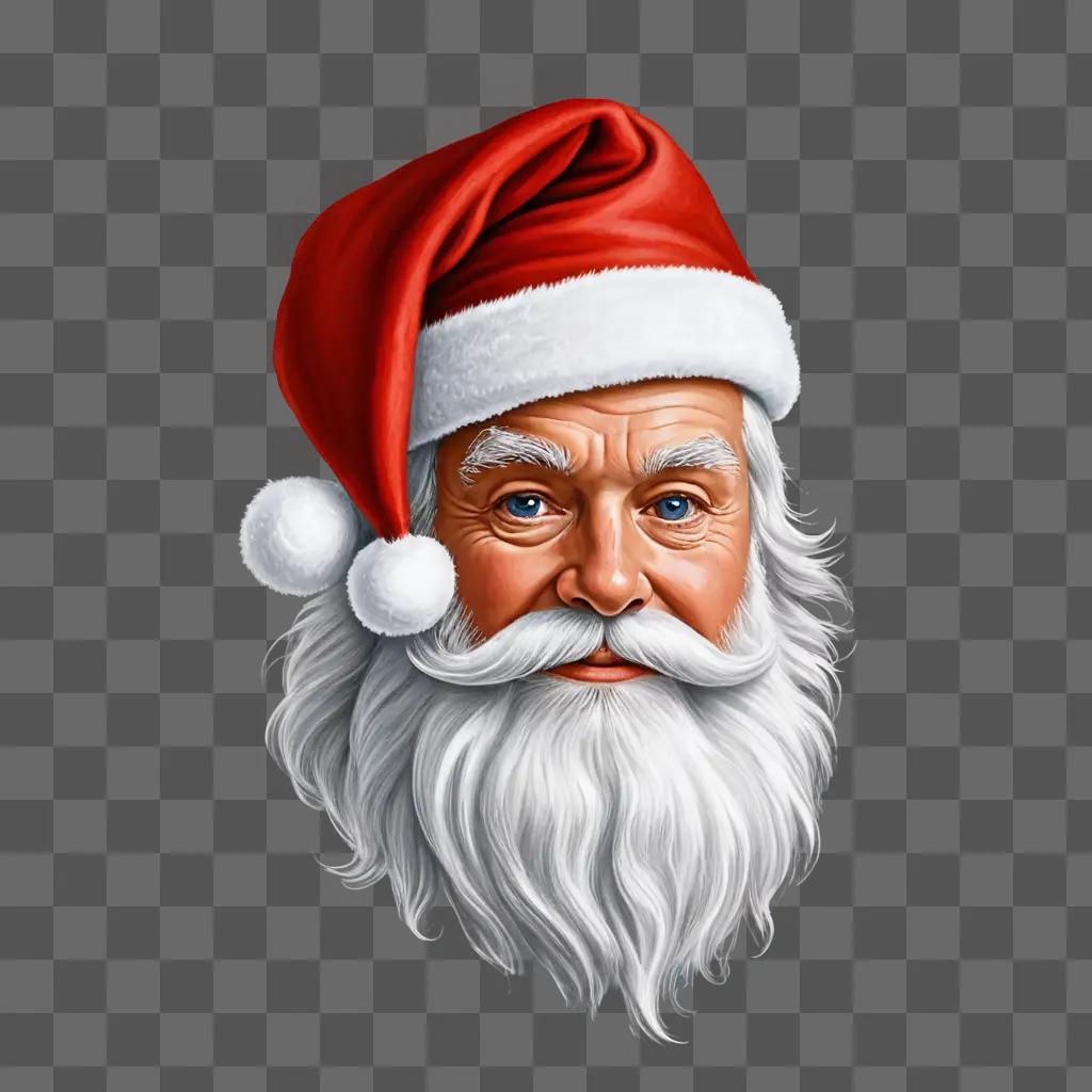 Realistic santa hat drawing with a mustache and beard