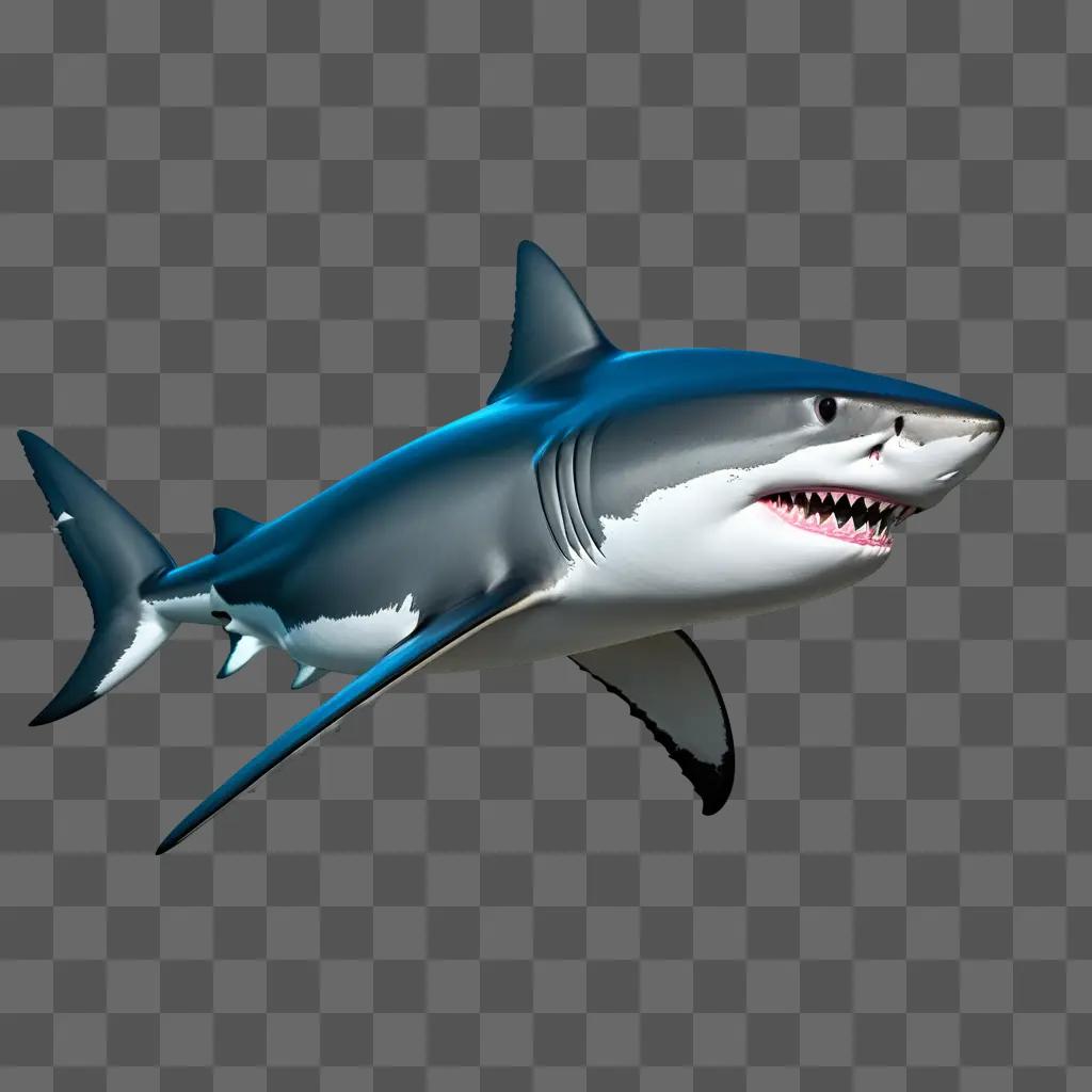 Realistic shark drawing with mouth open and teeth showing