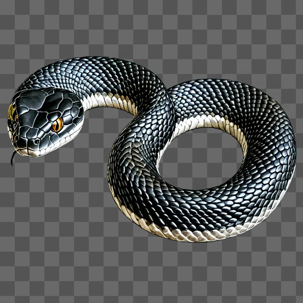 Realistic snake drawing on a gray surface