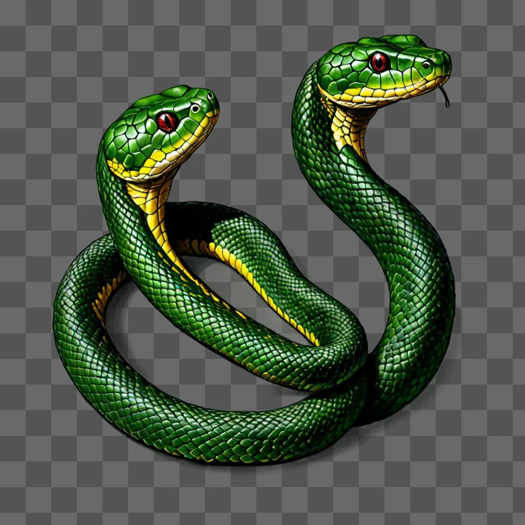 Realistic snake drawing on a green background