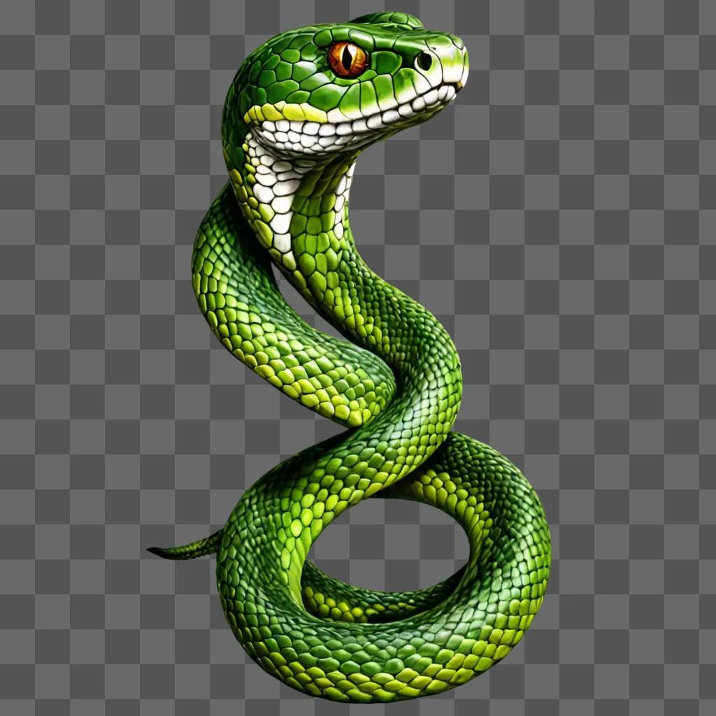 Realistic snake drawing on a green background