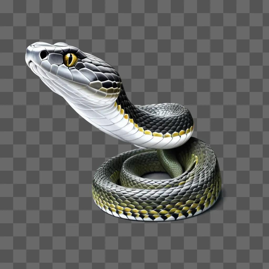 Realistic snake drawing on gray background