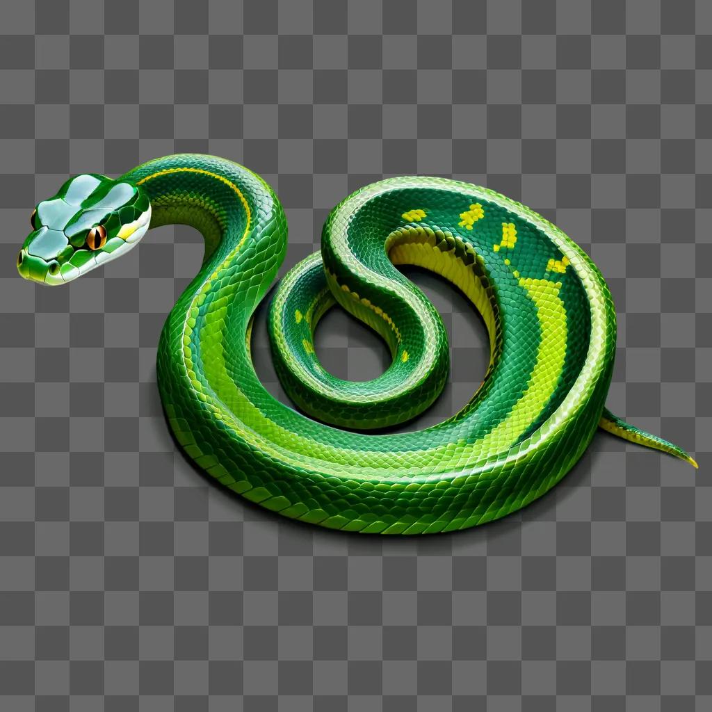 Realistic snake drawing on green background