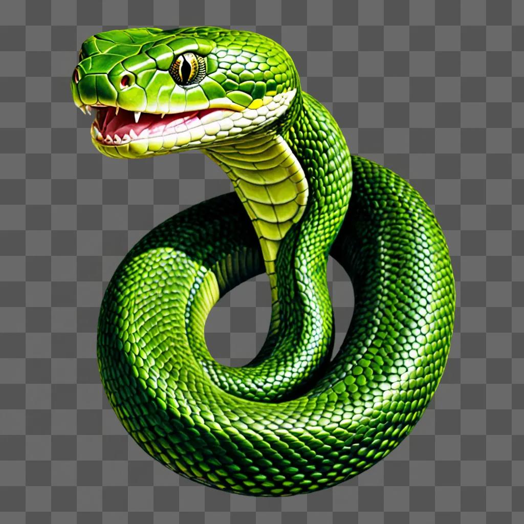 Realistic snake drawing on green background