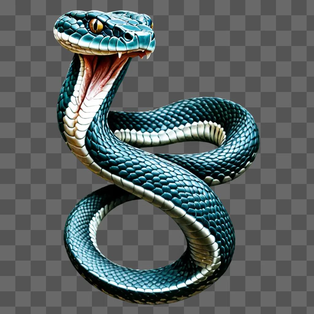 Realistic snake drawing with blue and white coloring