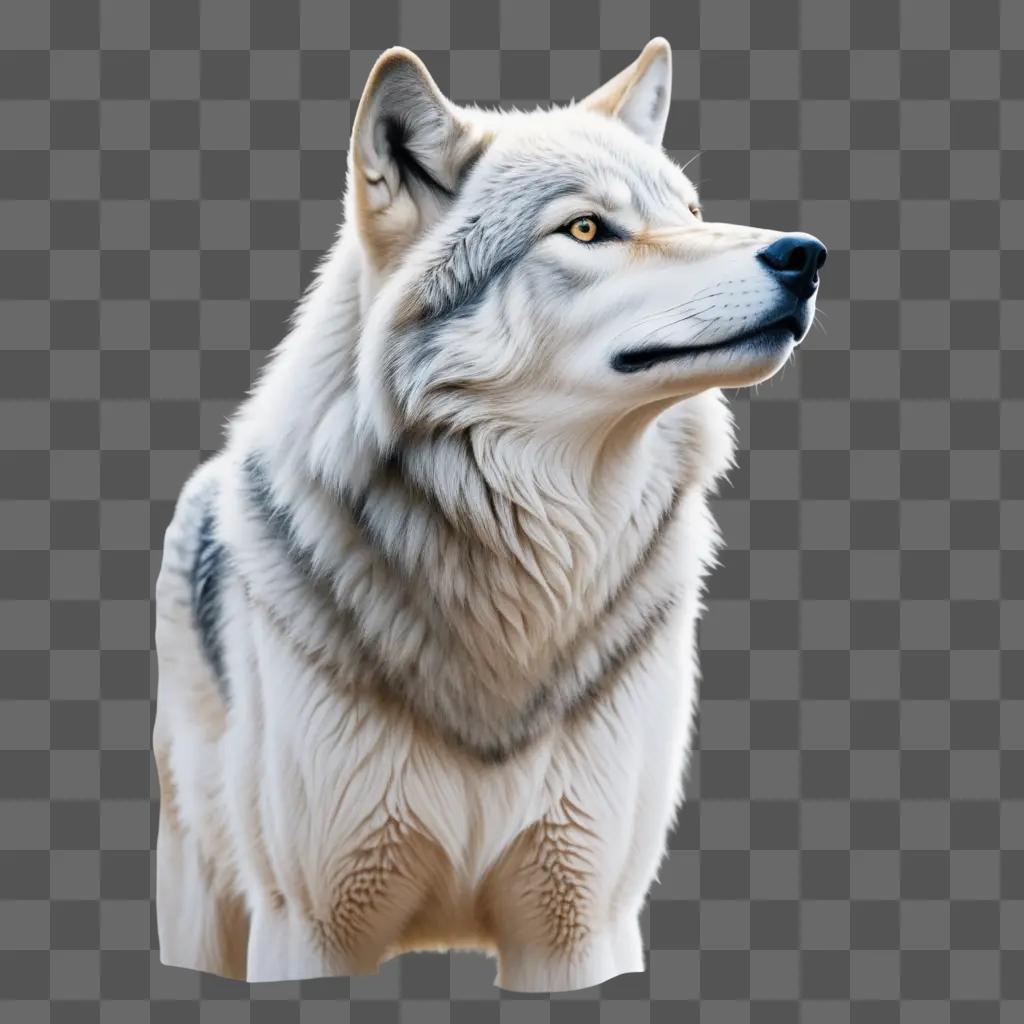 Realistic wolf drawing against a white background