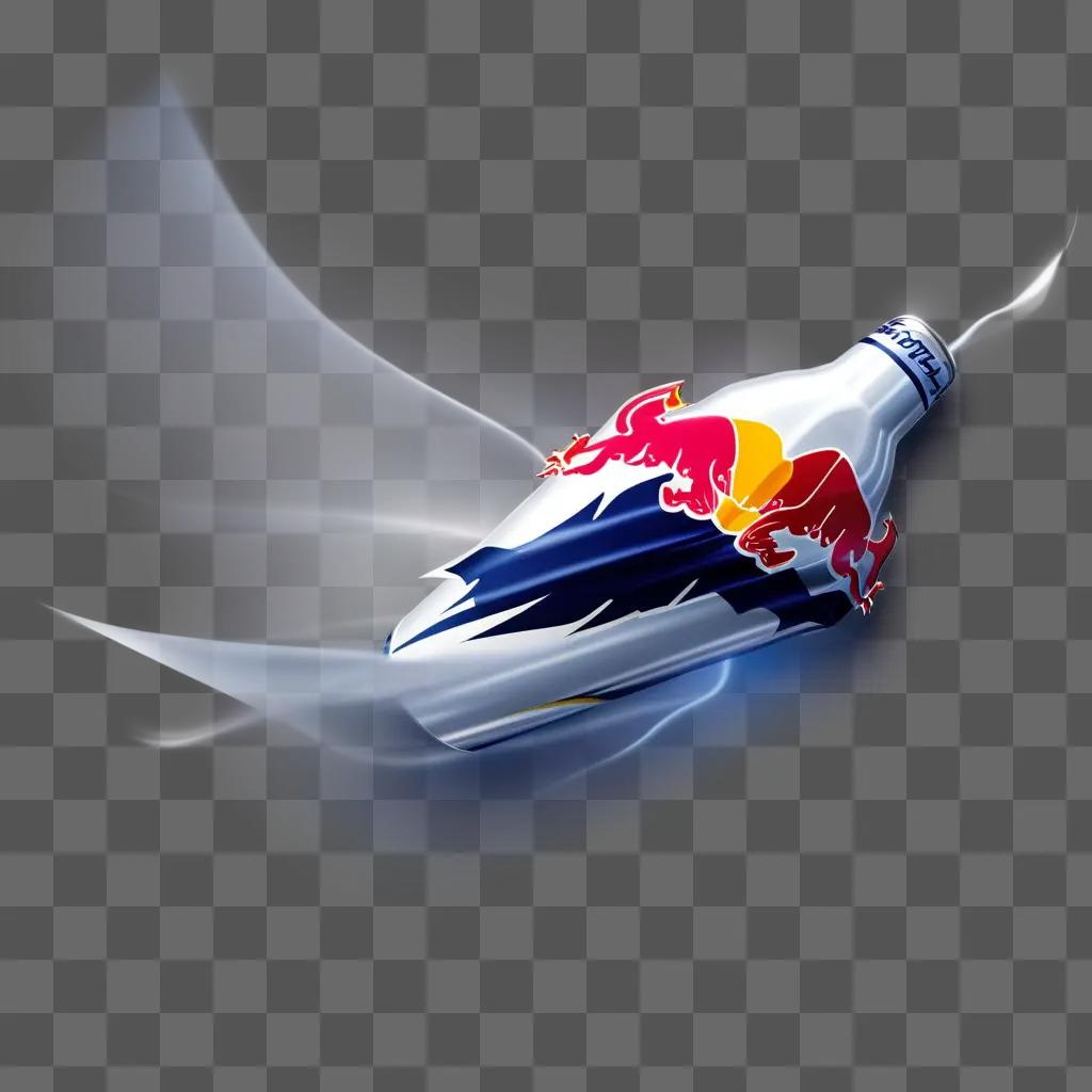 Red Bull bottle flying through a white space