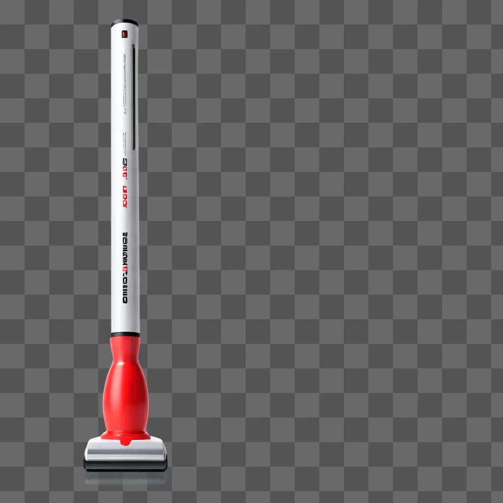 Red and white vacuum with white handle and red nozzle