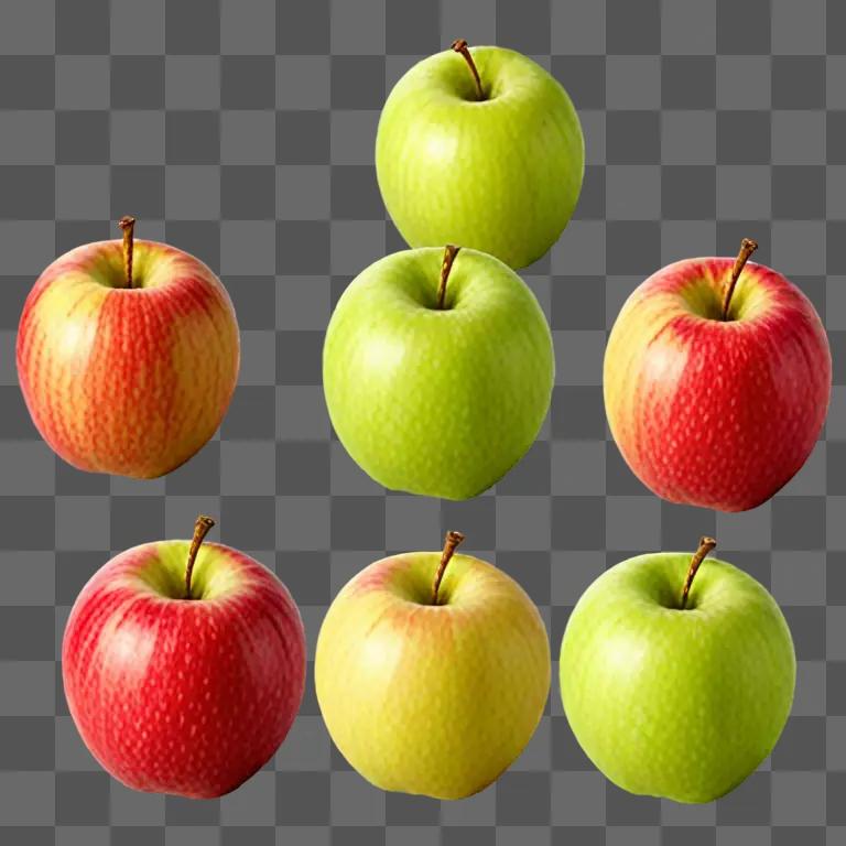 Red and yellow apples in a circle