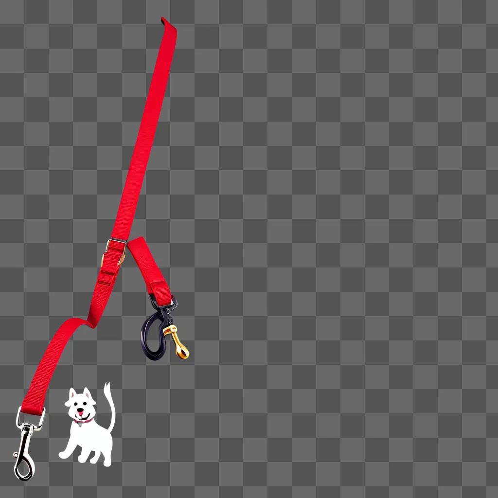 Red dog leash with white dog