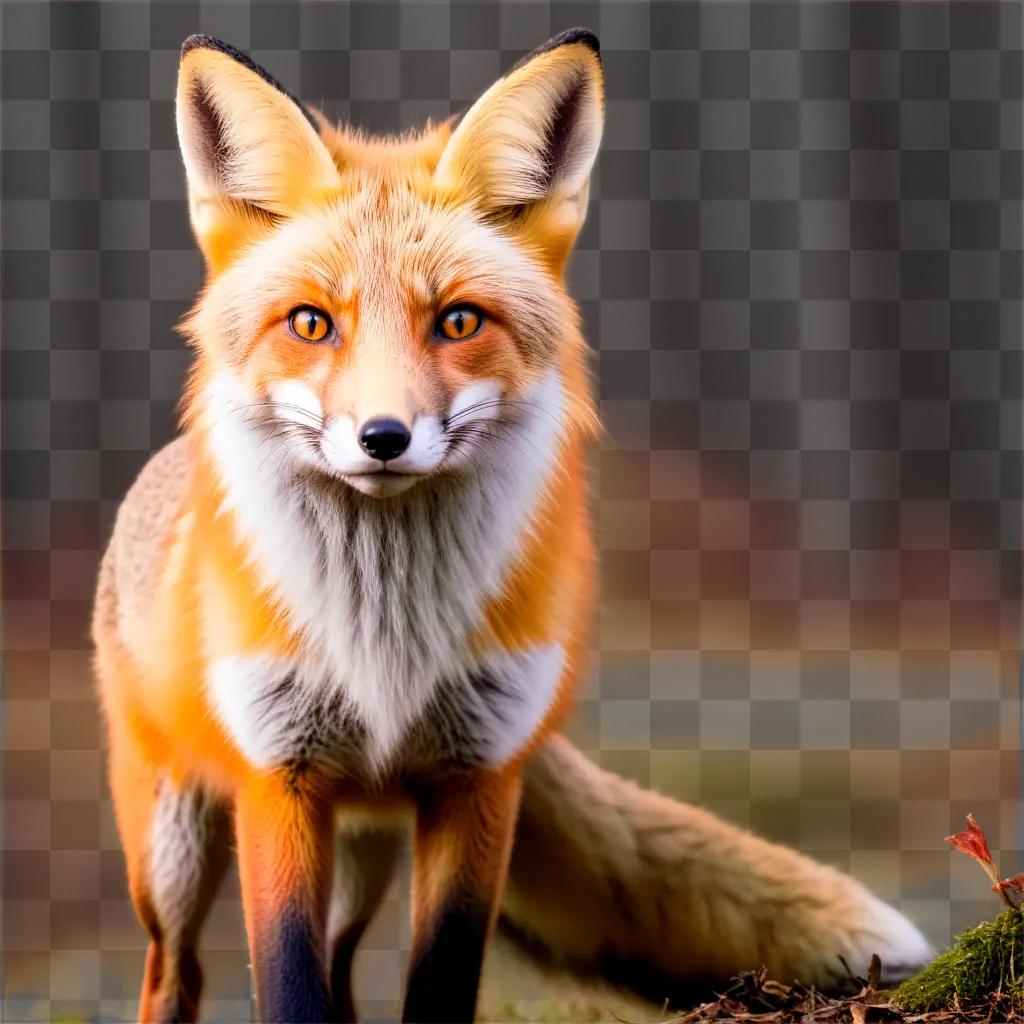 Red fox stands on grassy field with orange fur