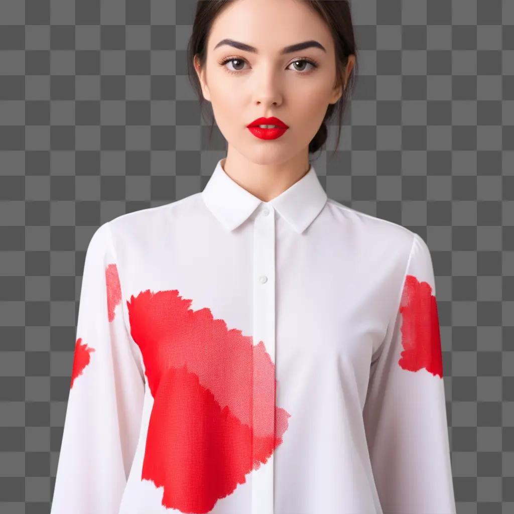 Red lipstick stain on a white shirt