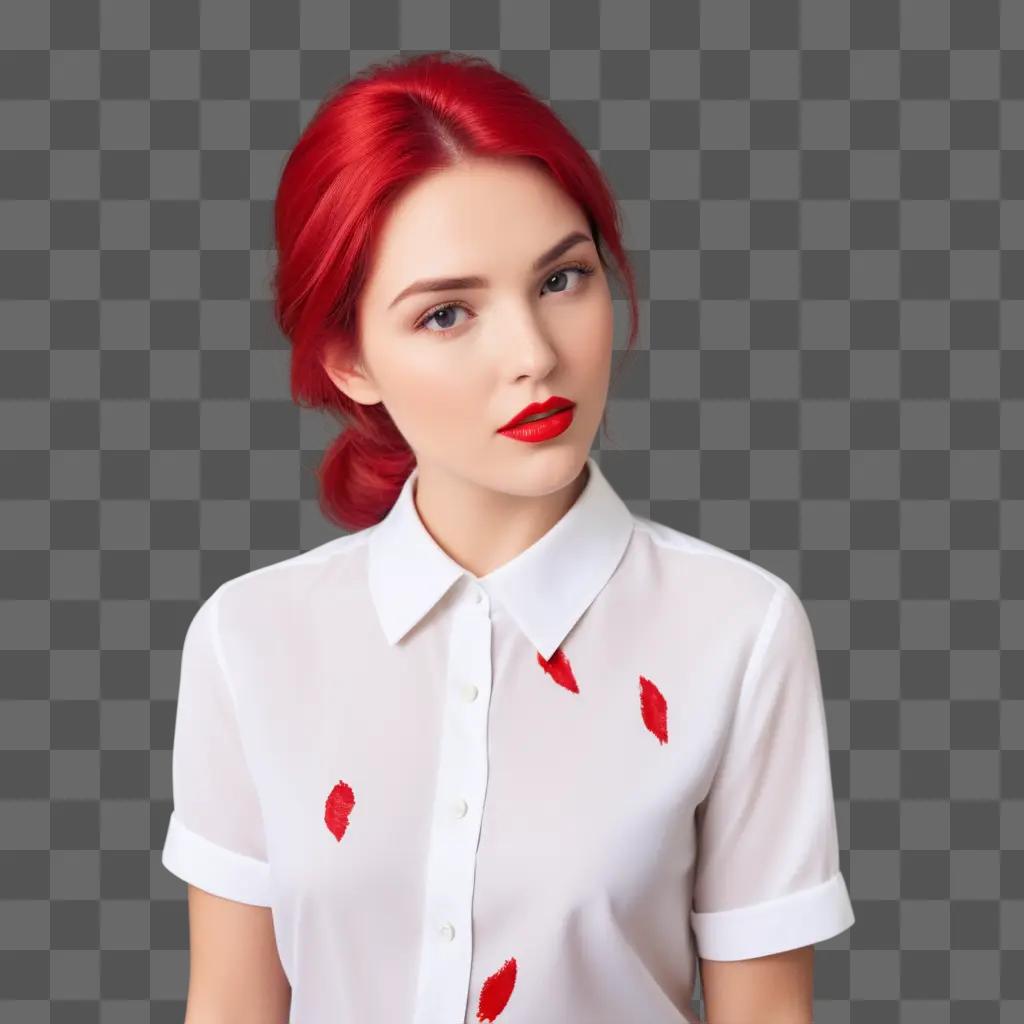 Red lipstick stain on white shirt