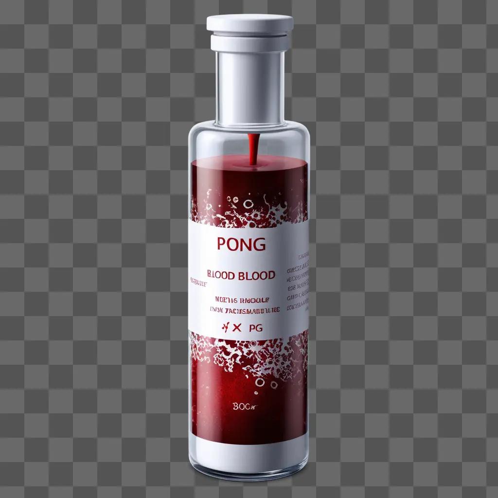 Red liquid in a bottle with a red background