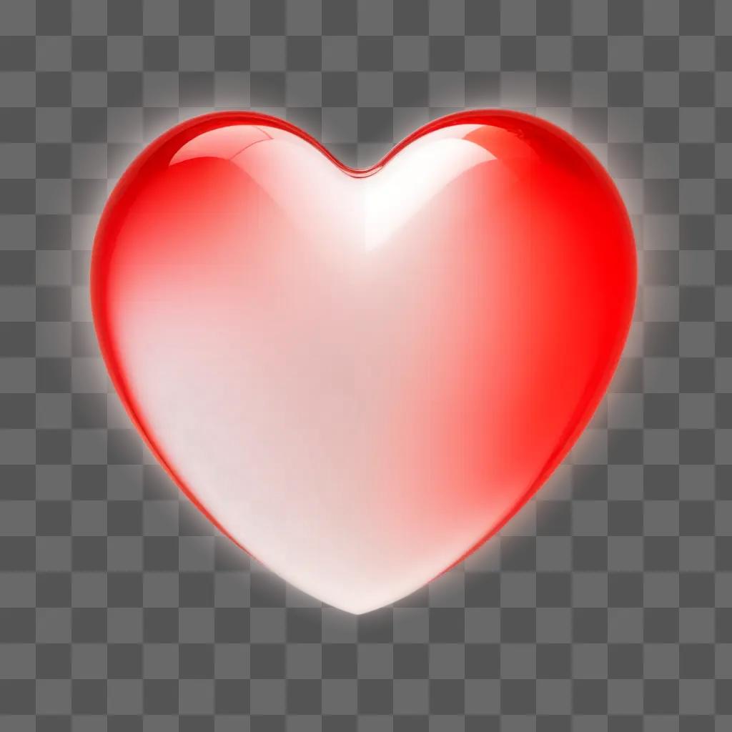 Red transparent heart on pink background