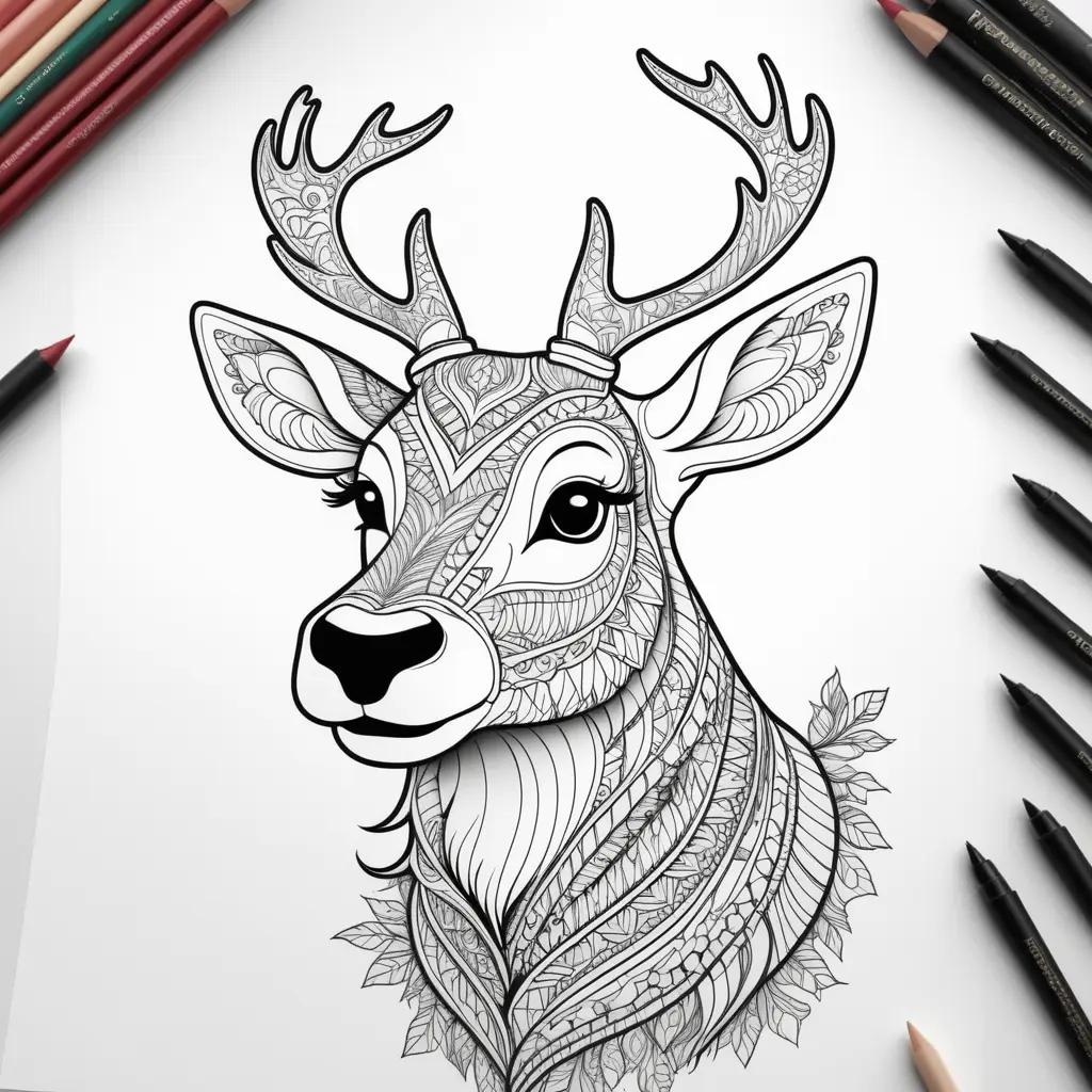 Reindeer Coloring Page: Beautifully Detailed, Mindful Coloring Book