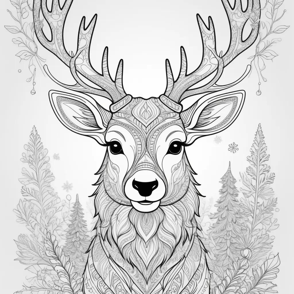 Reindeer coloring pages featuring a unique and artistic design