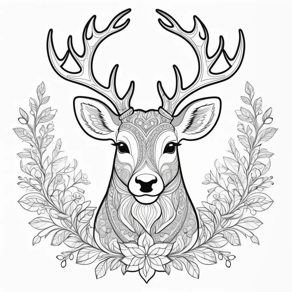 Reindeer coloring pages with intricate designs